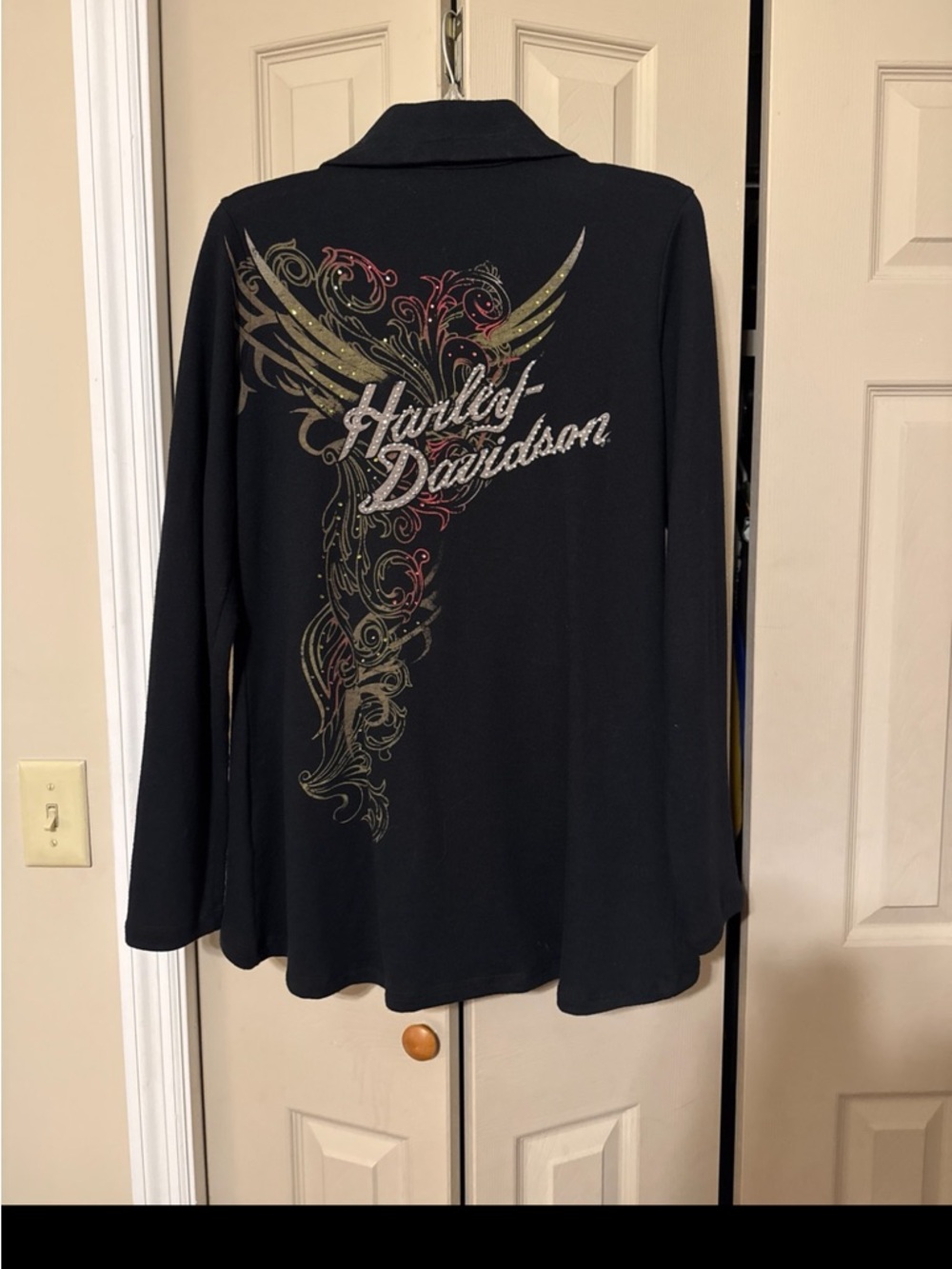 Harley-Davidson Black Zip-Front Collar Jacket with Logo Tag
